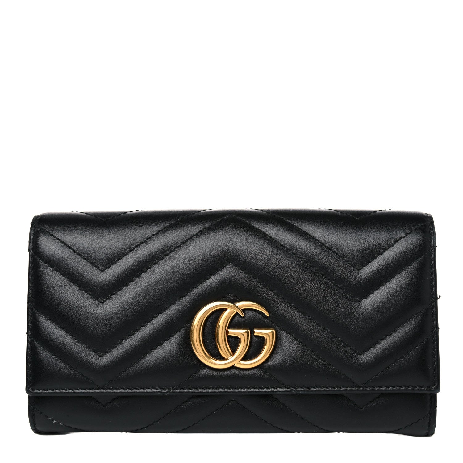 Gucci Calfskin Matelasse GG Marmont Continental Wallet Black 1 of 20