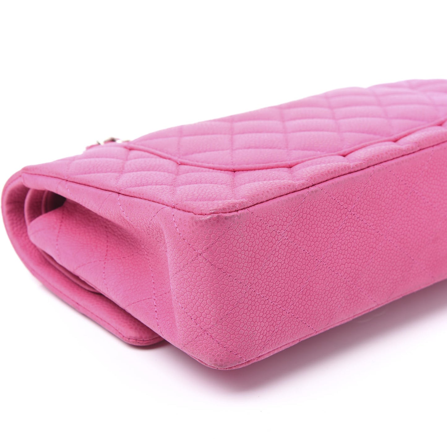Iridescent Caviar Quilted Medium Double Flap Pink