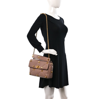 Valentino Garavani Nappa Large Roman Stud Shoulder Bag Rose Cannelle 2 of 8