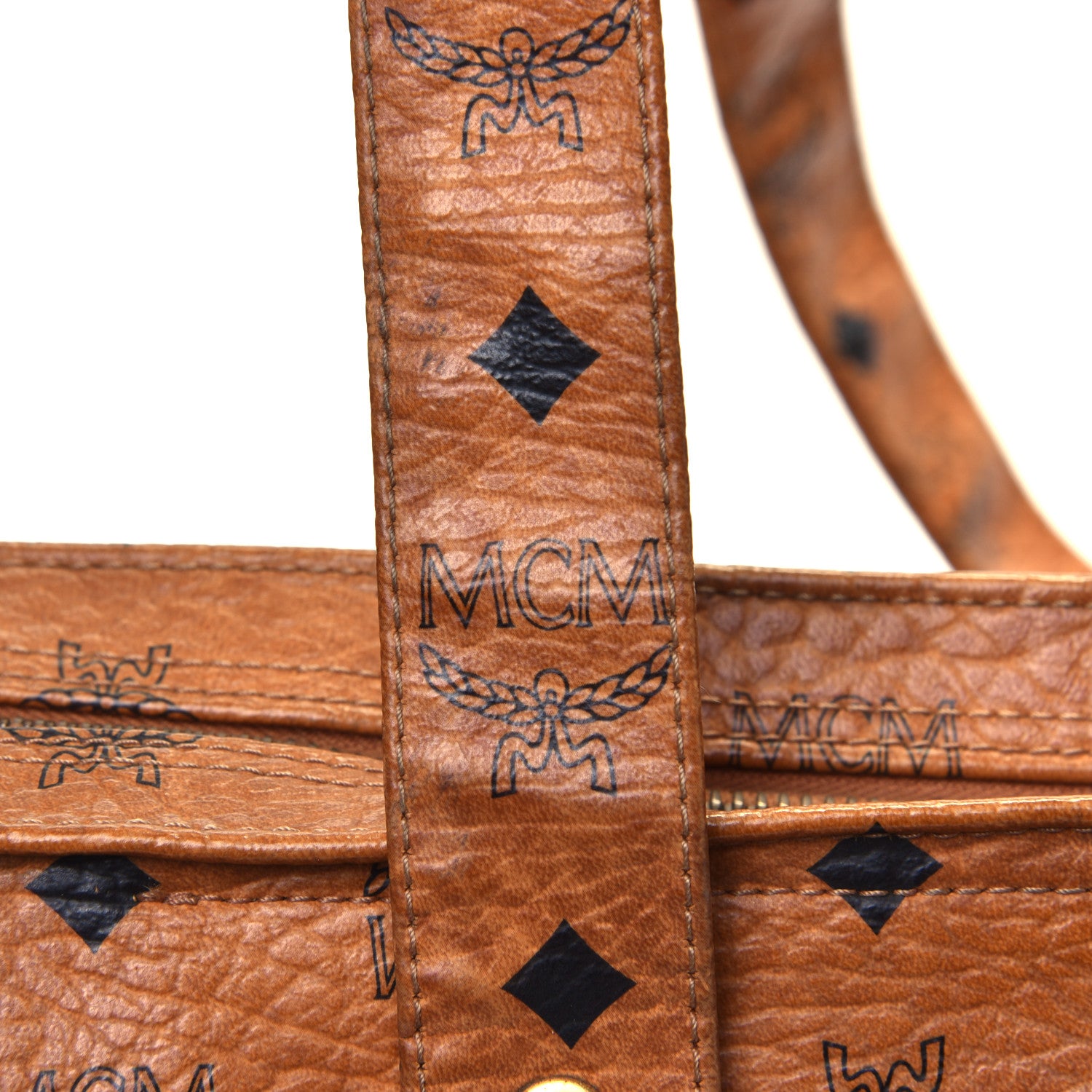 MCM Visetos Shopper Tote Cognac 6 of 7