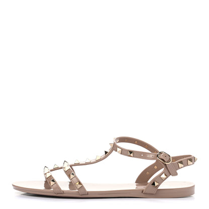 Valentino Garavani PVC Jelly Rockstud Caged Sandals 39 Poudre 1 of 7