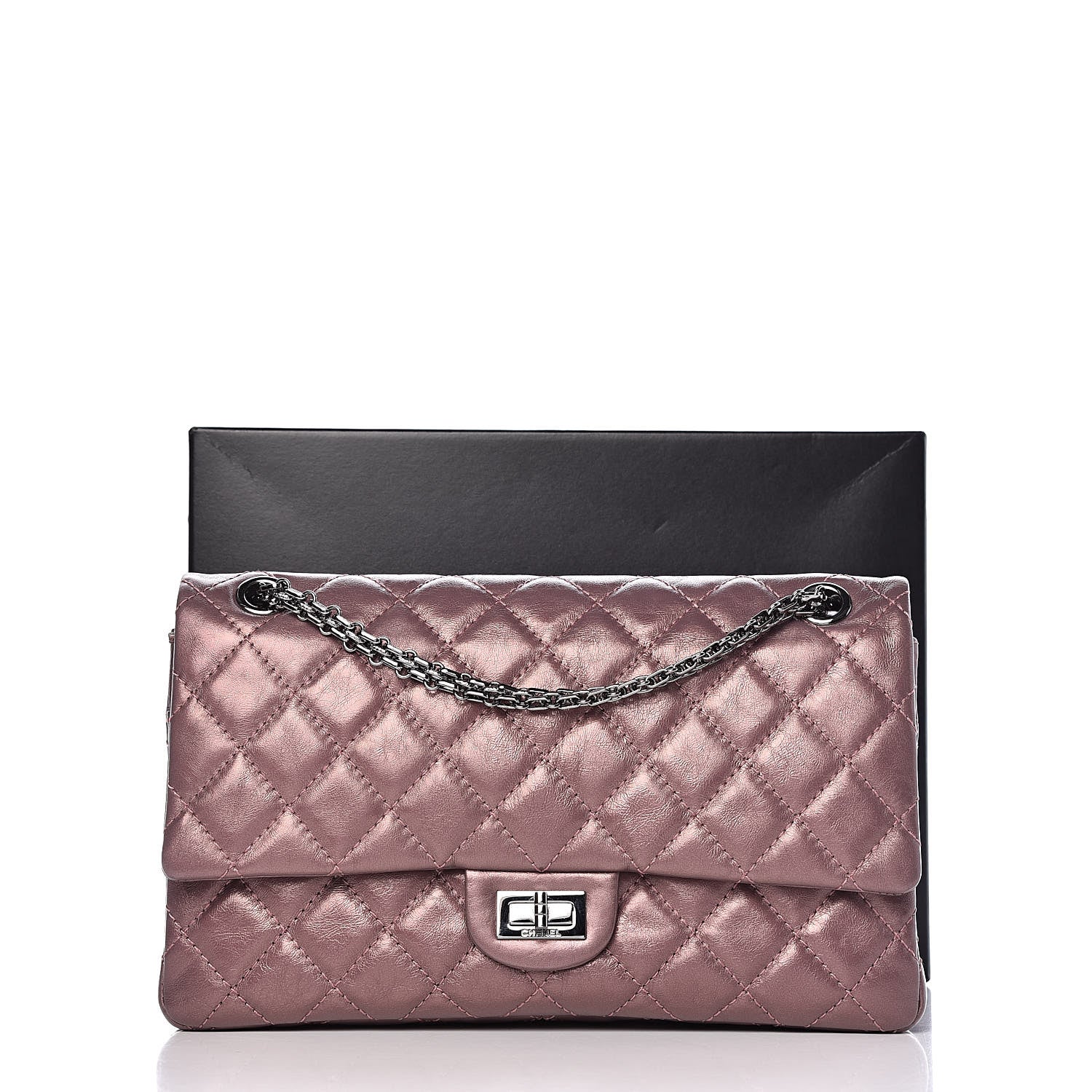 Chanel Metallic Aged Calfskin Quilted 2.55 Reissue 226 Flap Rose Fonce 10 of 10