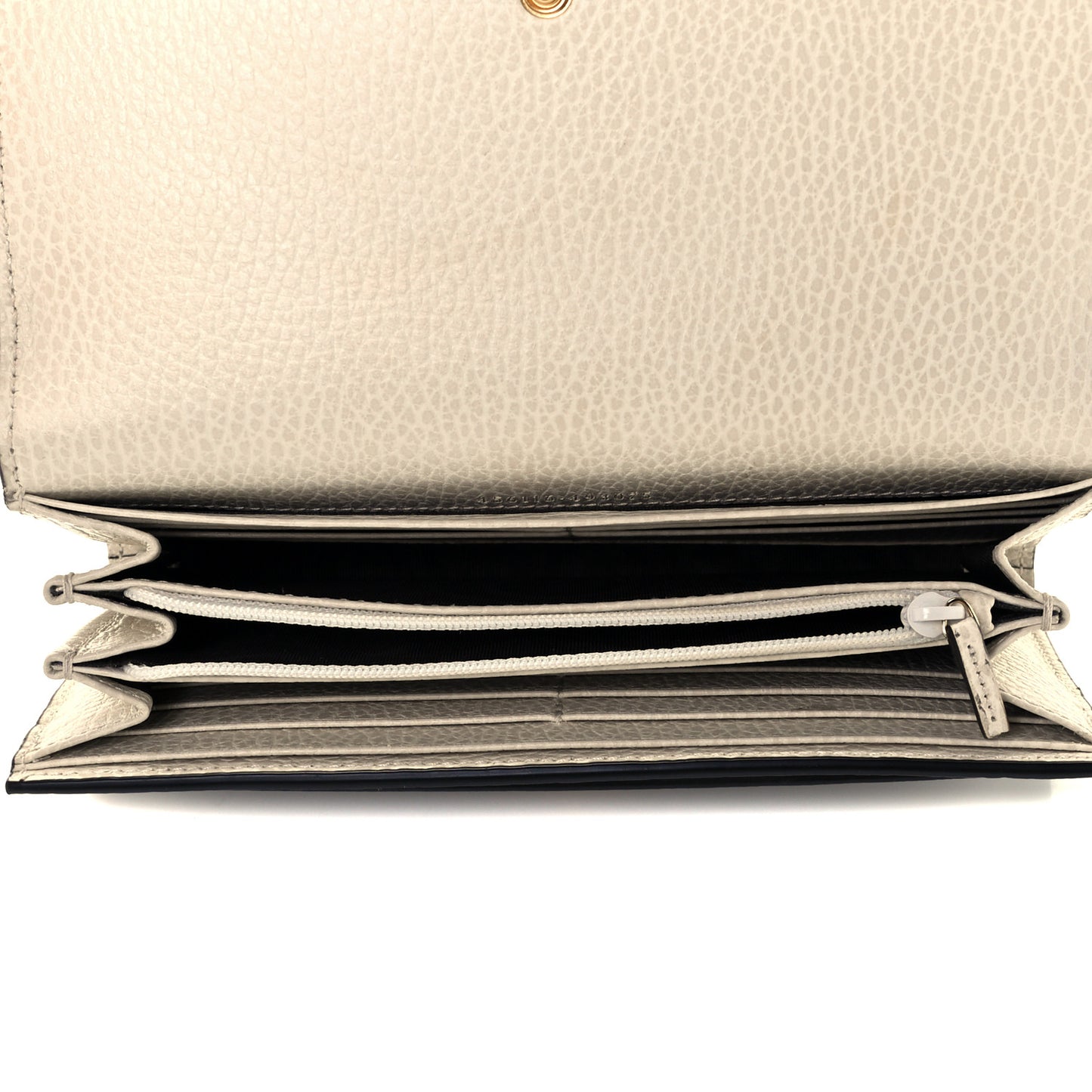 Dollar Calfskin GG Supreme Monogram GG Marmont Continental Wallet Mystic White Beige Ebony