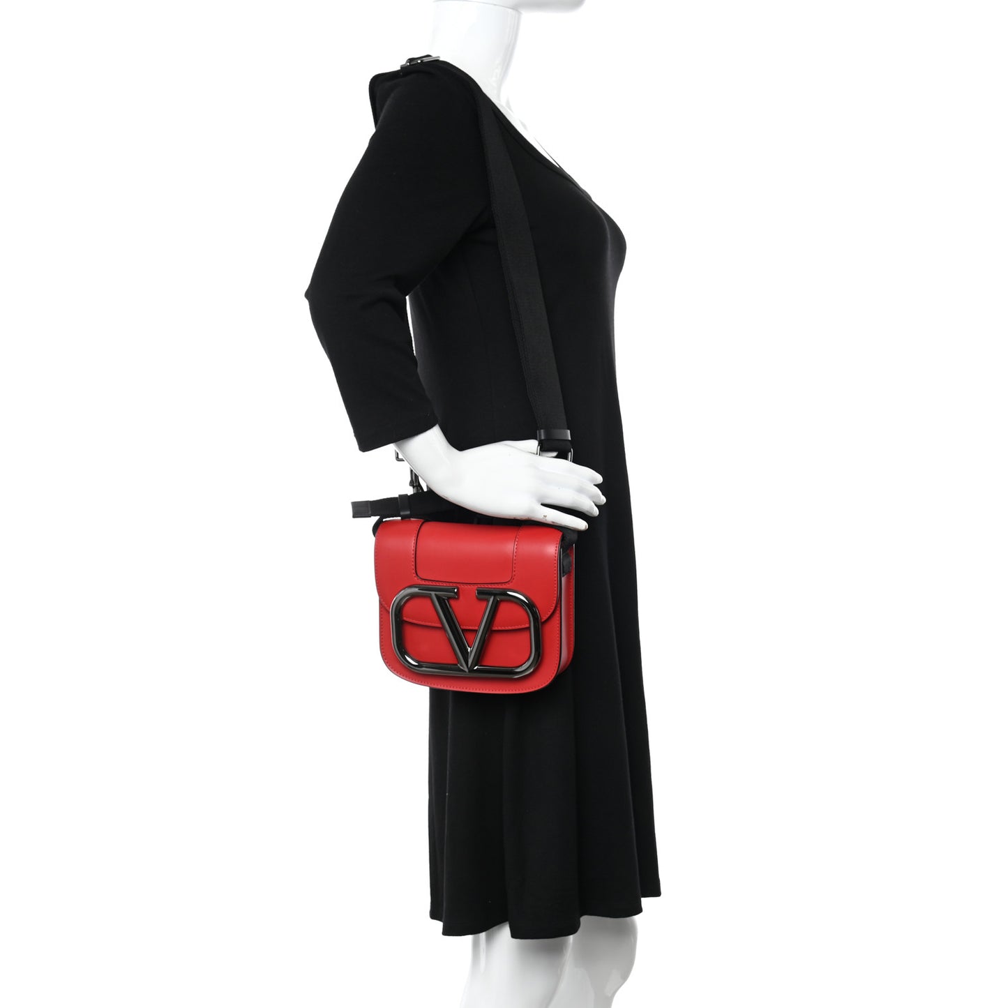 Smooth Calfskin Small Supervee Crossbody Bag Rouge Pur
