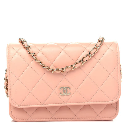 Chanel Lambskin Quilted Mini Wallet On Chain WOC Light Pink 1 of 11
