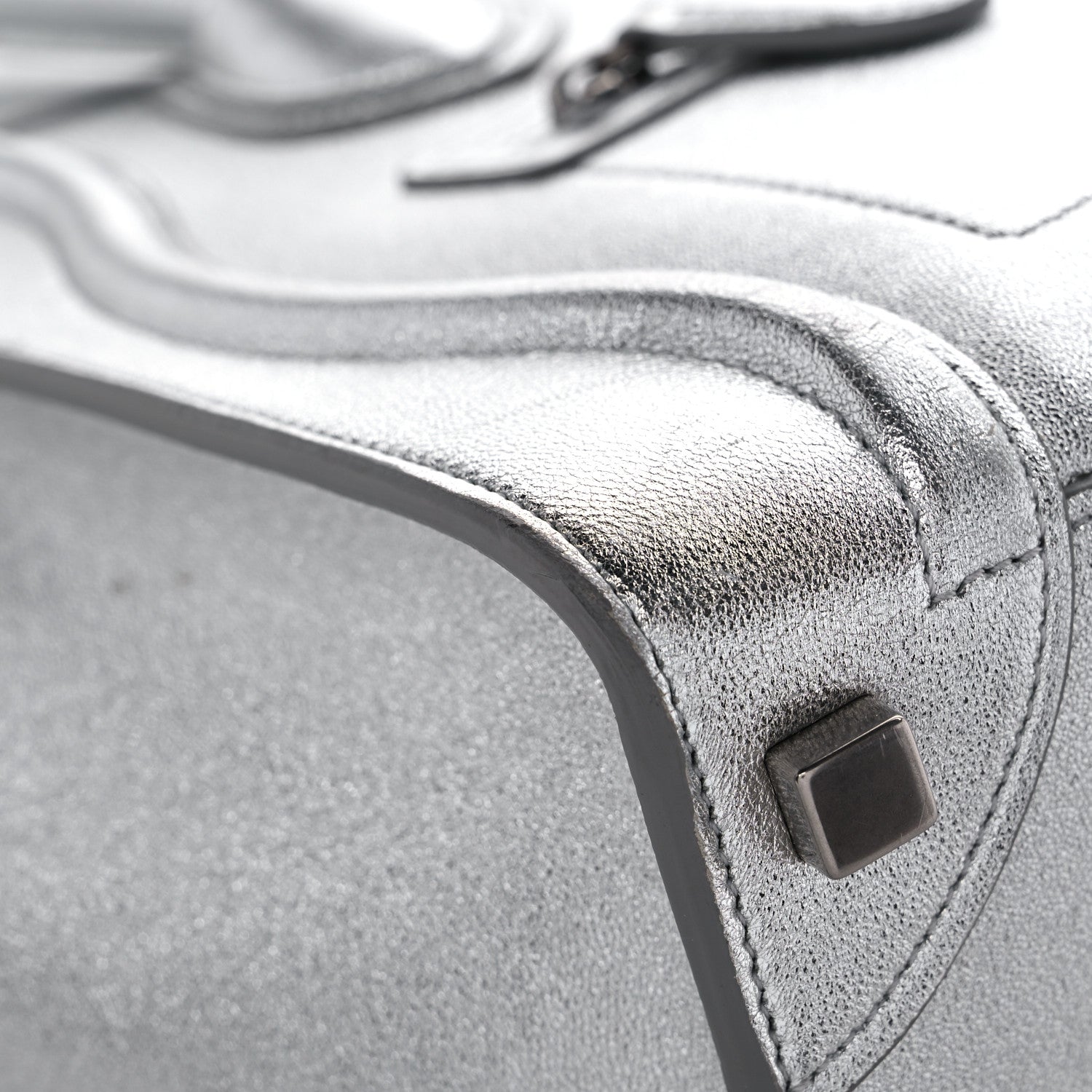 Celine Laminated Lambskin Micro Luggage Silver 9 of 18