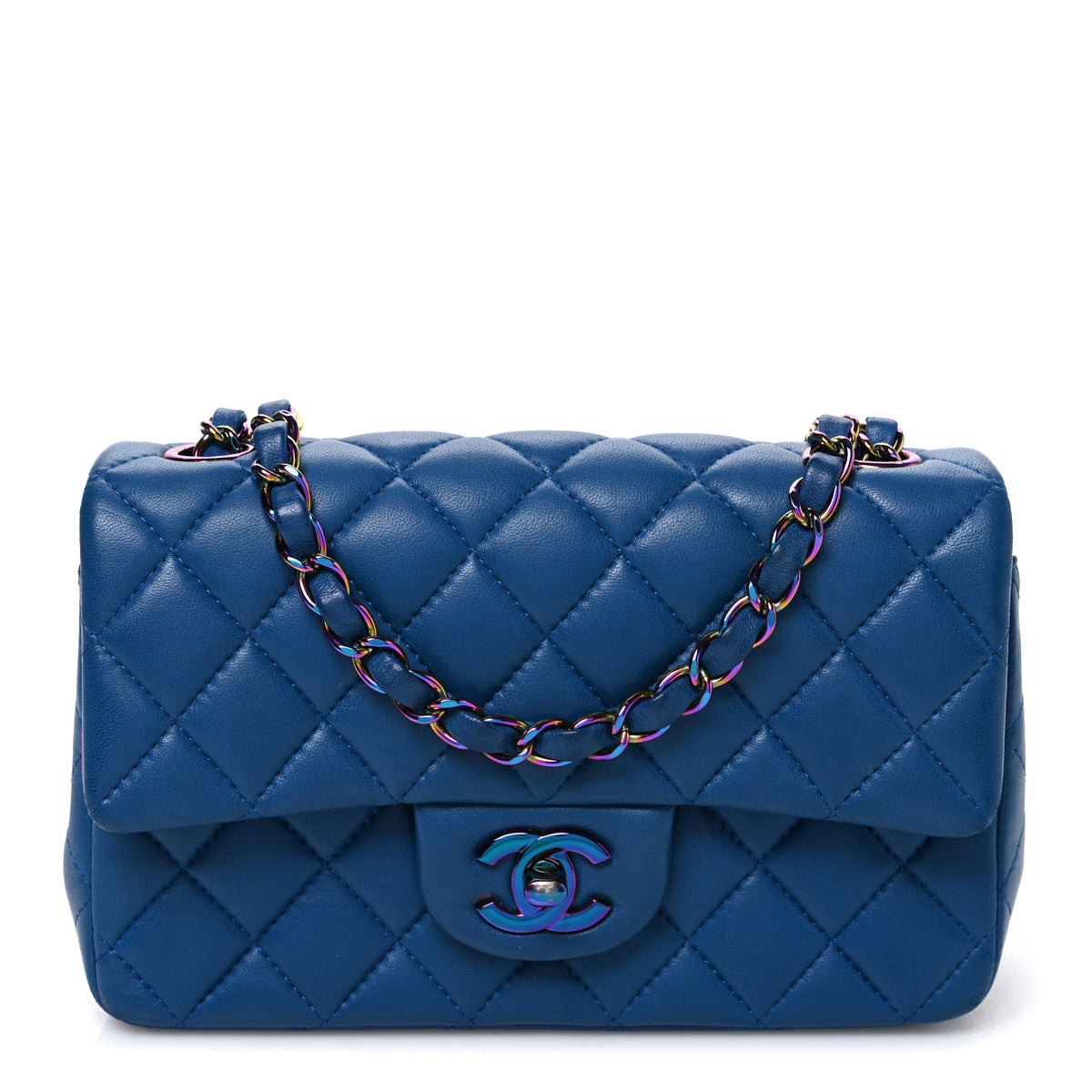 Chanel Lambskin Quilted Mini Rectangular Flap Blue Purple 1 of 11