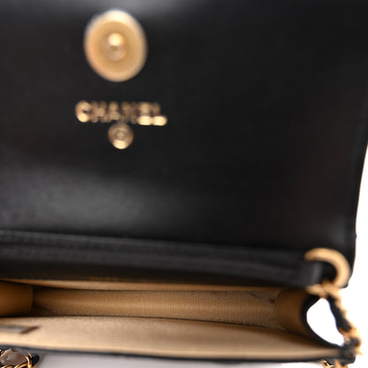 Chanel Lambskin Quilted Pearl Crush Clutch With Chain Black 5 of 11