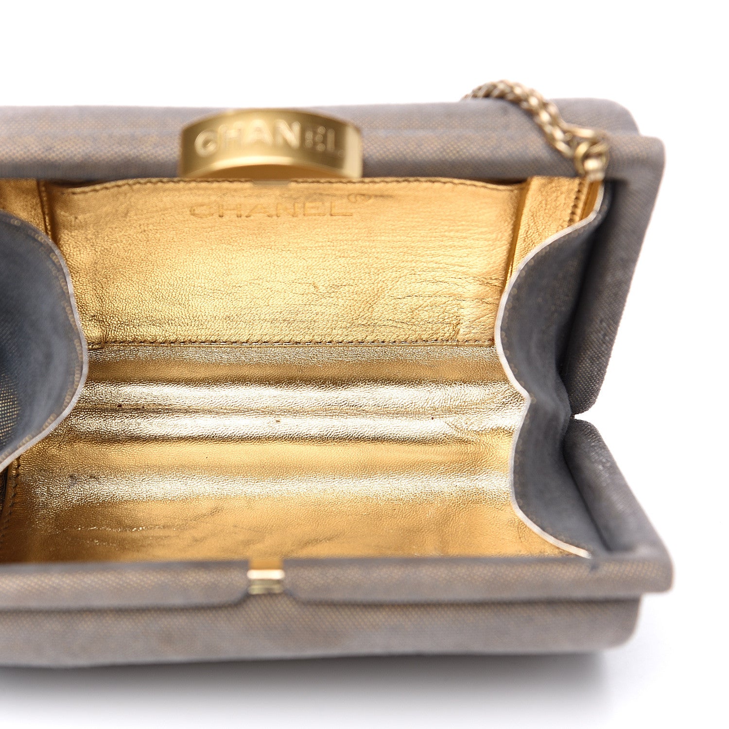 Chanel Satin Evening Clutch Gold 4 of 10