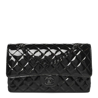 Chanel Patent Calfskin Quilted Medium Double Flap So Black So Black 1 of 11