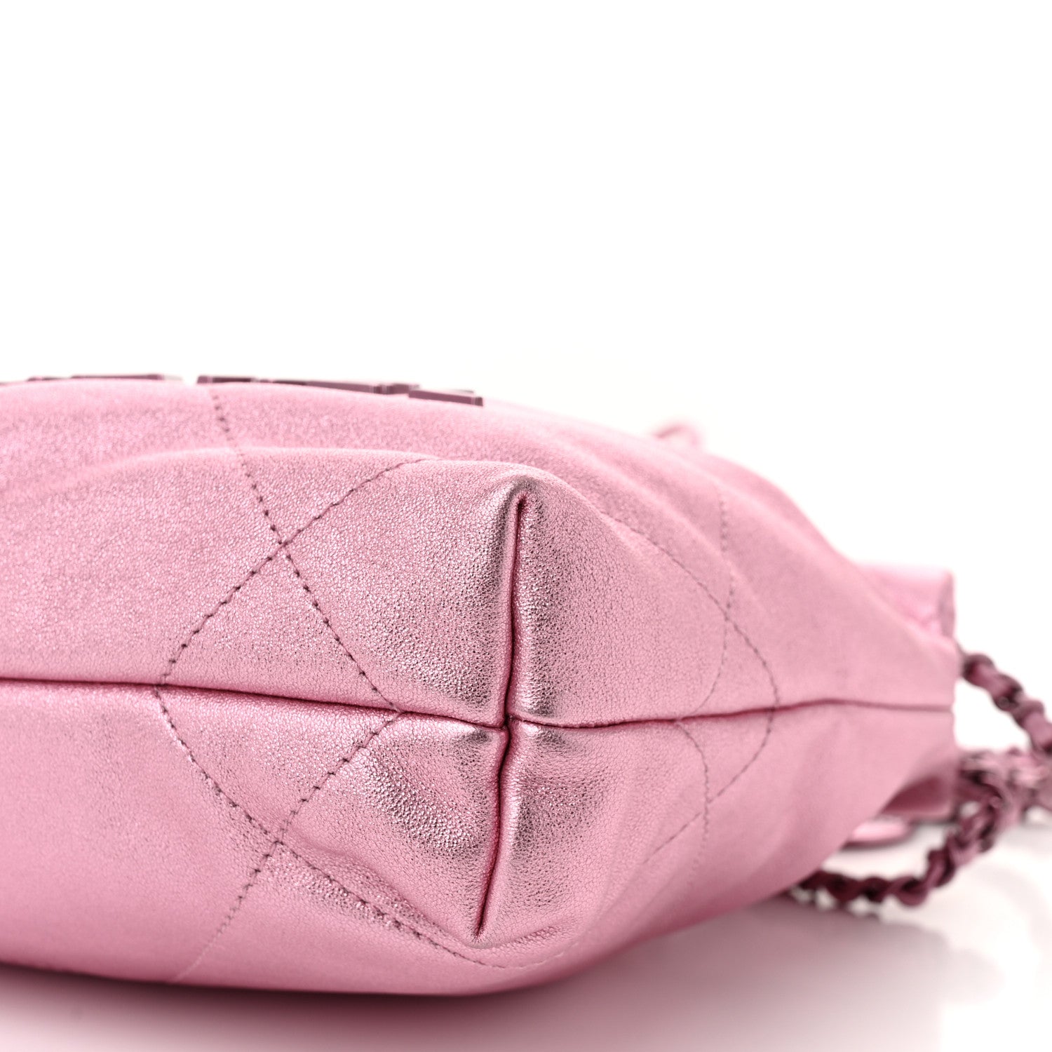 Chanel Metallic Lambskin Lacquered Monochrome Quilted Mini Chanel 22 Pink 10 of 10