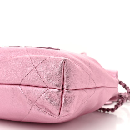 Chanel Metallic Lambskin Lacquered Monochrome Quilted Mini Chanel 22 Pink 10 of 10
