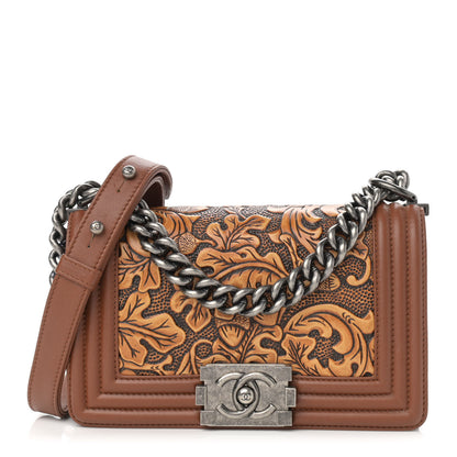 Chanel Calfskin Embossed Small Cordoba Boy Flap Brown 1 of 10