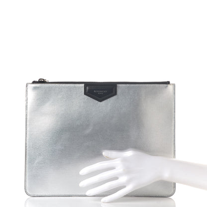 Givenchy Textured Calfskin Medium Antigona Pouch Silver 2 of 7