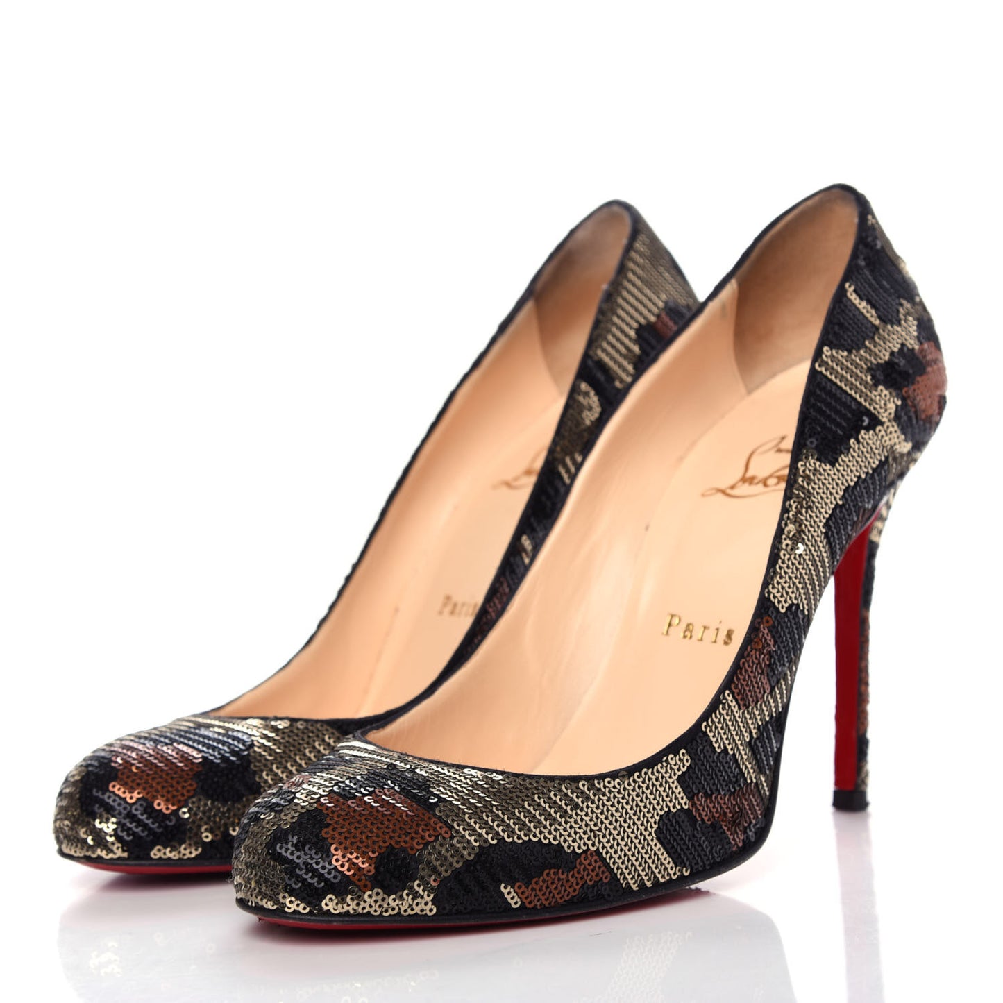 Leopard Paillettes Fifi 100 Pumps 37.5 Beige