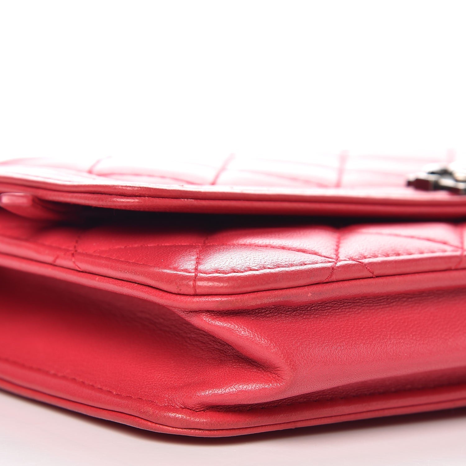 Chanel Lambskin Quilted Boy Wallet On Chain WOC Dark Pink 10 of 11