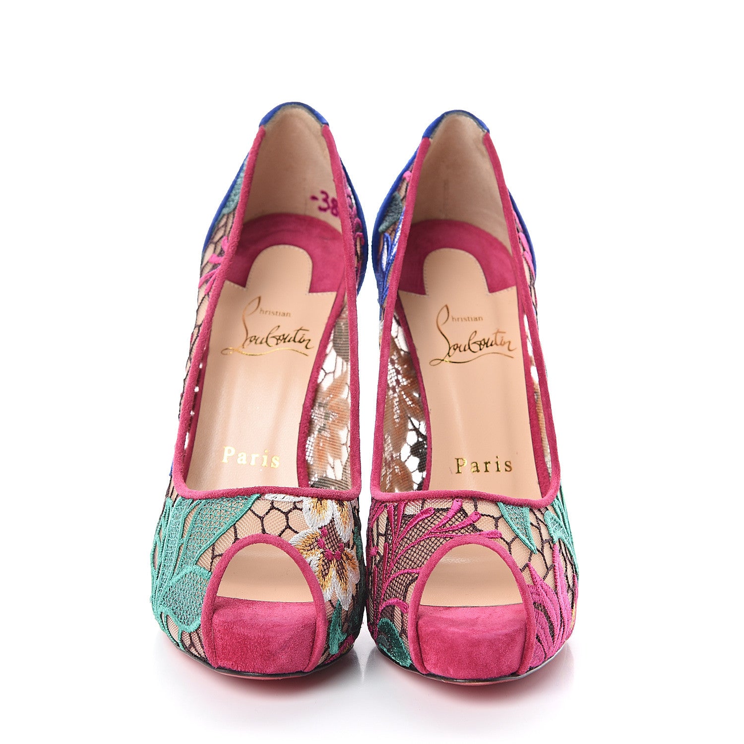Christian Louboutin Dentelle Veau Velours Floral Very Lace 120 Pumps 35 Multi 2 of 7