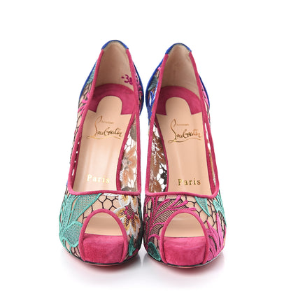 Christian Louboutin Dentelle Veau Velours Floral Very Lace 120 Pumps 35 Multi 2 of 7