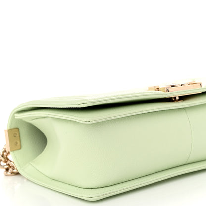 Chanel Caviar Chevron Quilted Medium Boy Flap Light Green 9 of 10
