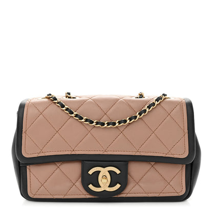 Chanel Lambskin Quilted Small Graphic Flap Beige Black 1 of 12