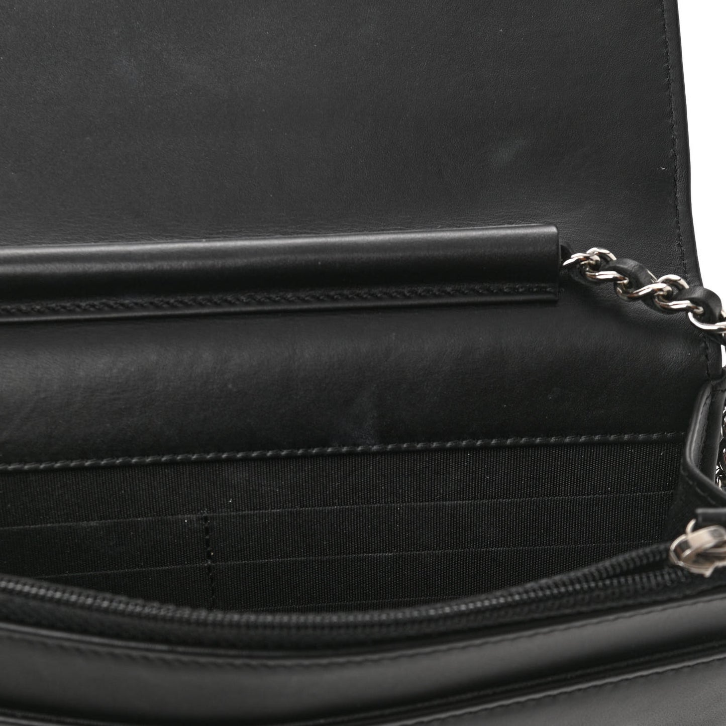 Lambskin Camellia Studded Wallet on Chain WOC Black