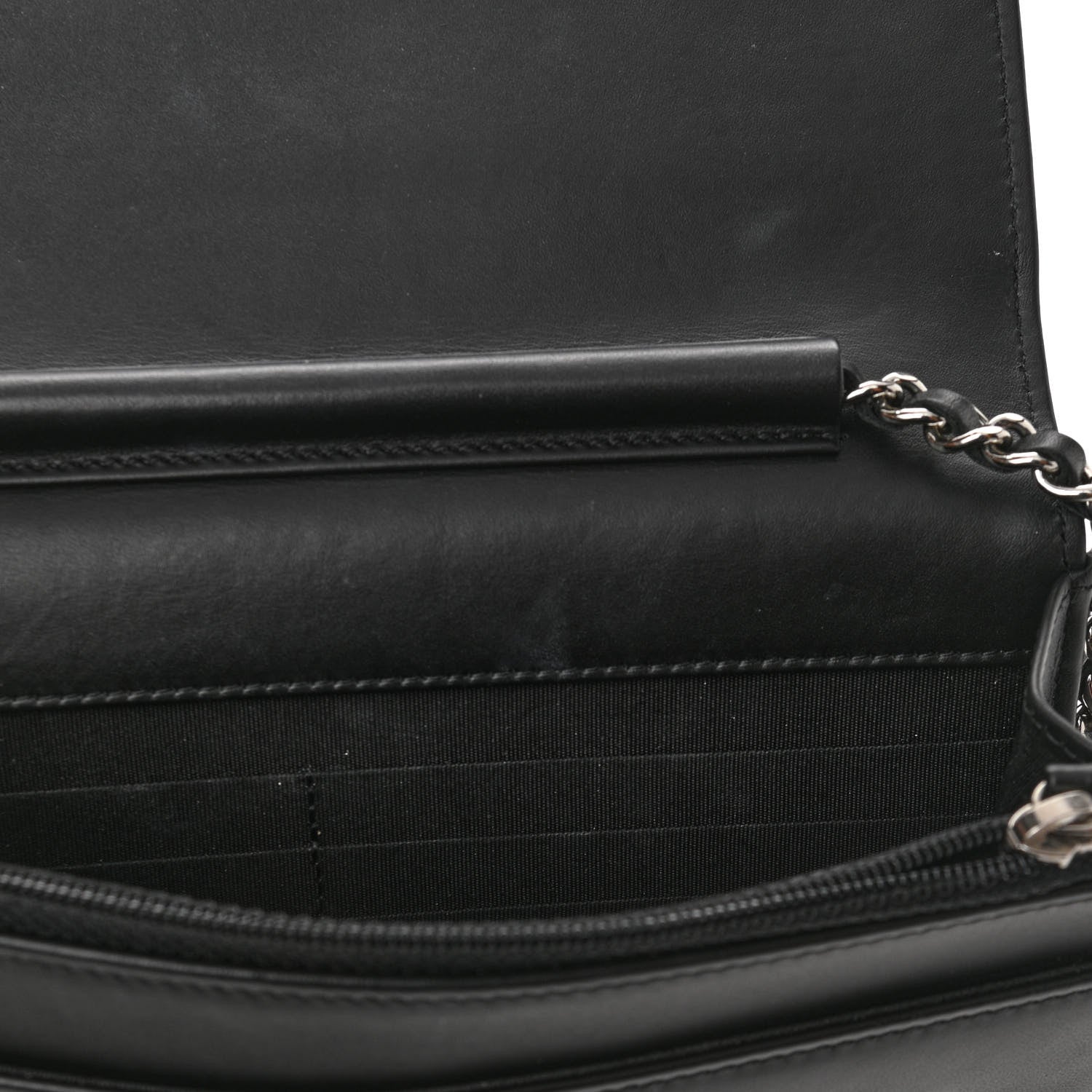 Chanel Lambskin Camellia Studded Wallet on Chain WOC Black 11 of 12