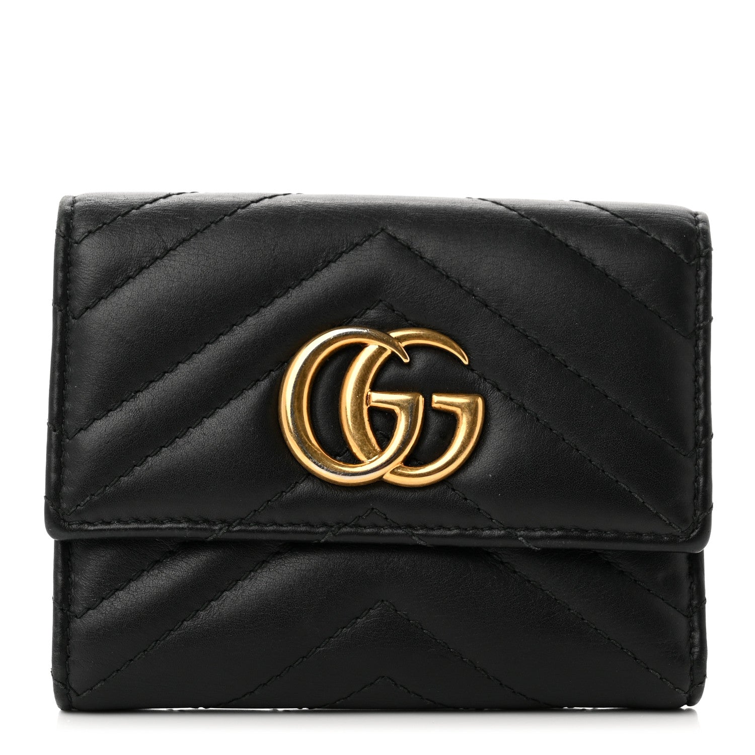 Gucci Calfskin Matelasse GG Marmont Wallet Black 1 of 9