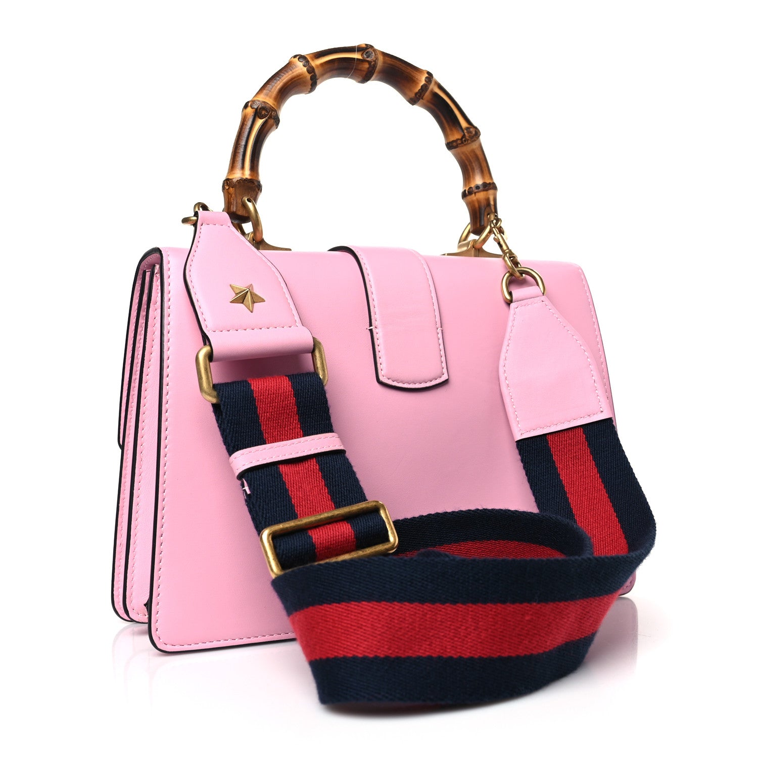 Gucci Moon Calfskin Web Medium Dionysus Bamboo Top Handle Bag Sugar Pink Blue Agata Hibiscus Red 3 of 9