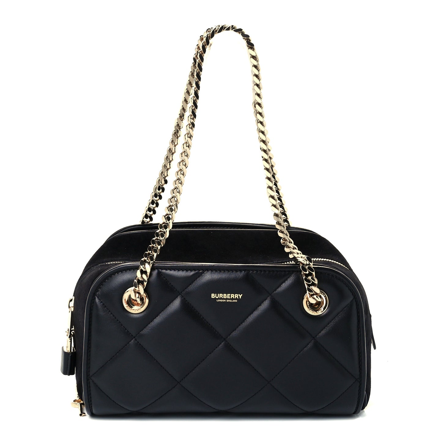 Lambskin Suede Quilted Small Double Cube Bag Black