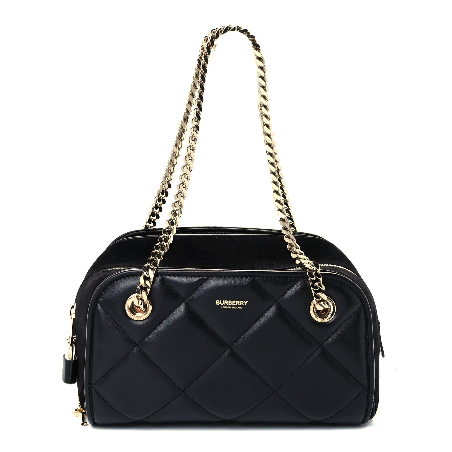 Burberry Lambskin Suede Quilted Small Double Cube Bag Black 1 of 12