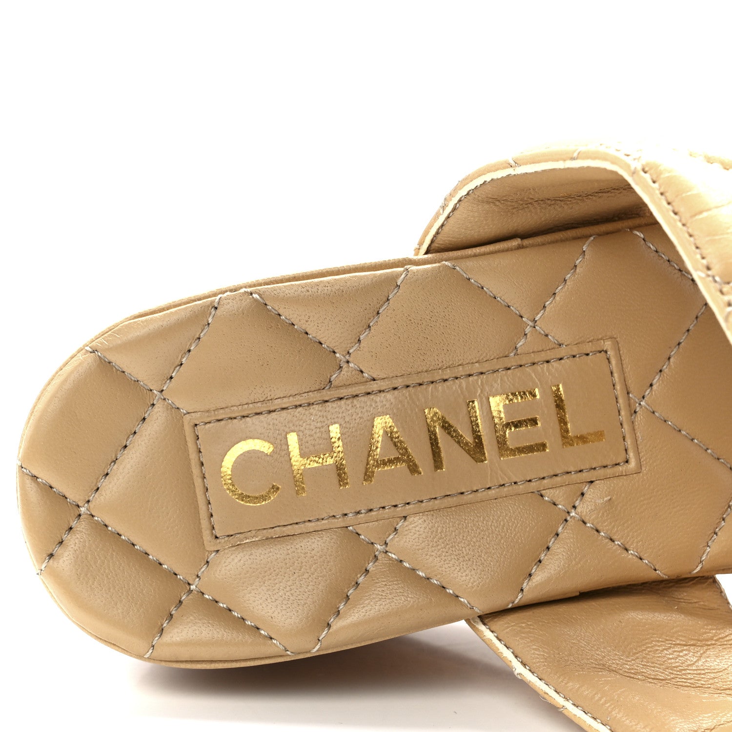 Chanel Shiny Goatskin Cork CC Wedge Sandals 36 Beige 7 of 9