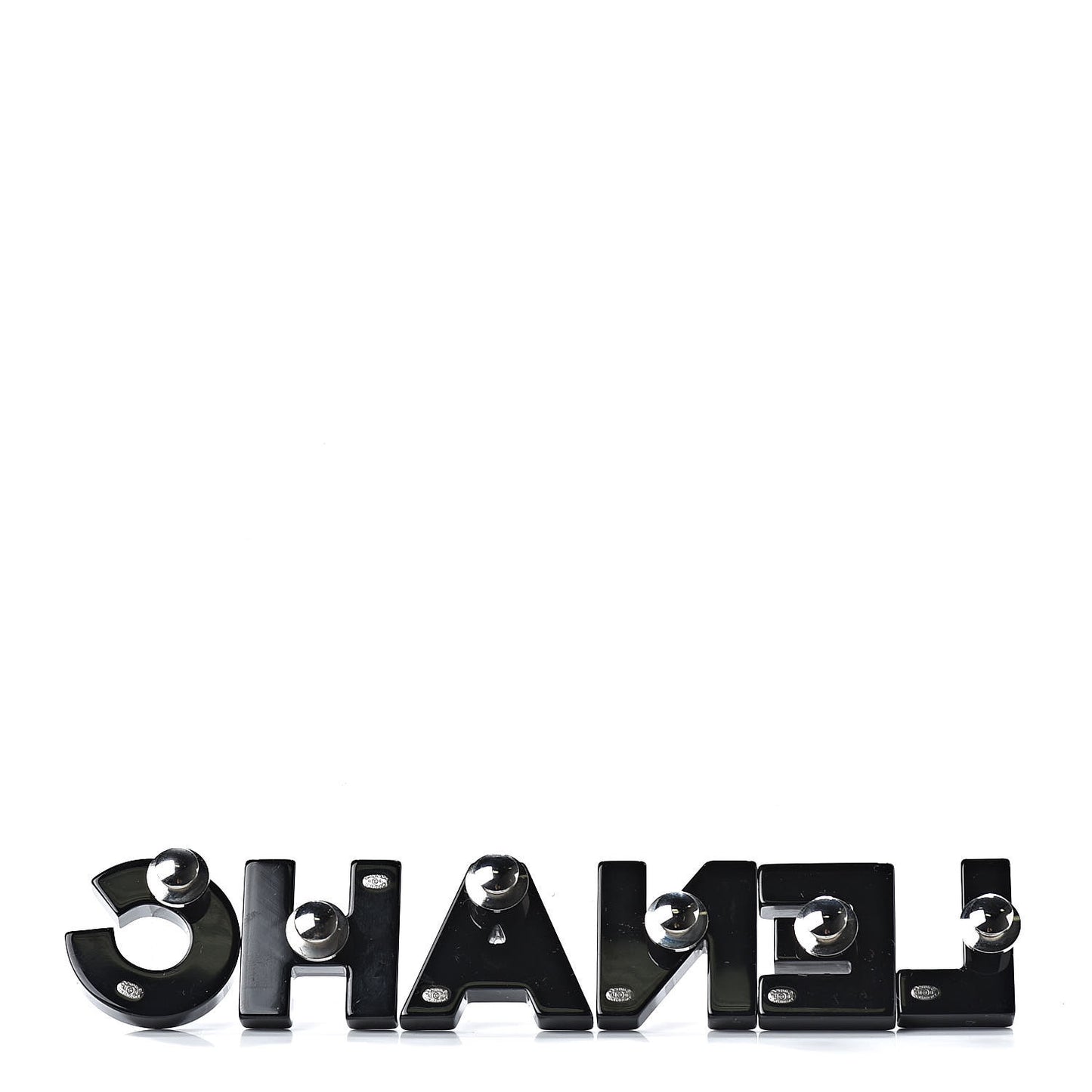 Resin Mirror Logo Brooch Set Black