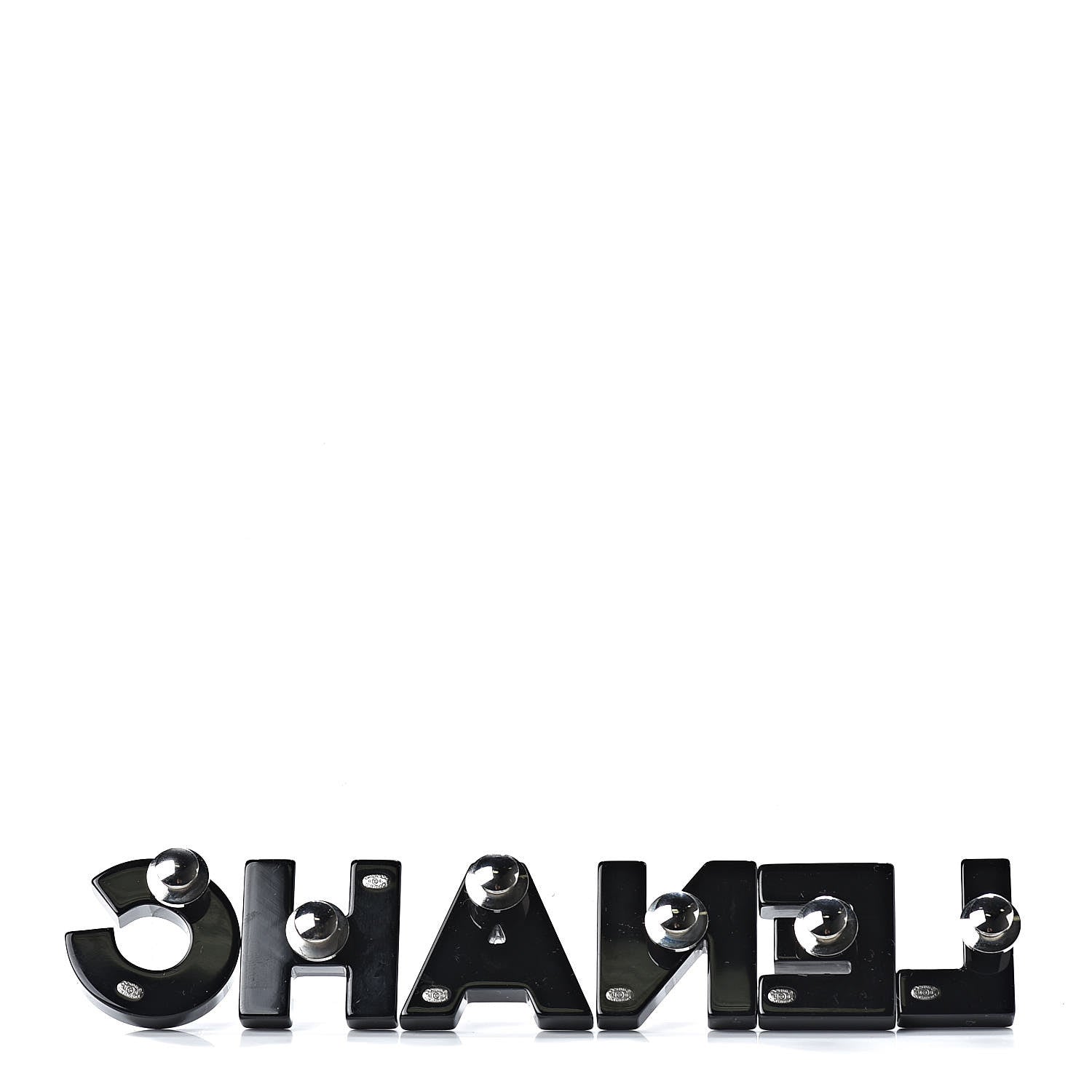 Chanel Resin Mirror Logo Brooch Set Black 3 of 5