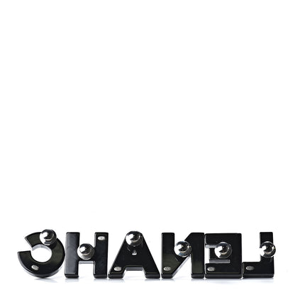 Chanel Resin Mirror Logo Brooch Set Black 3 of 5
