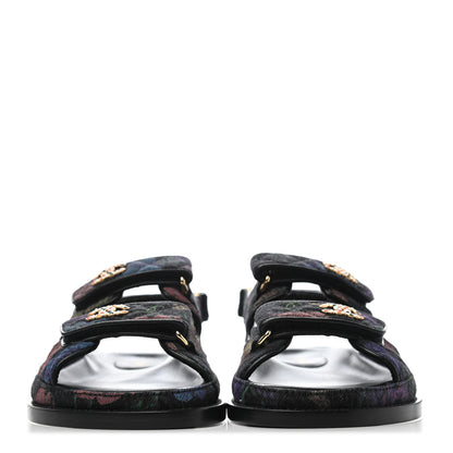 Chanel Denim Quilted Dad Sandals 36.5 Black Multicolor 2 of 4