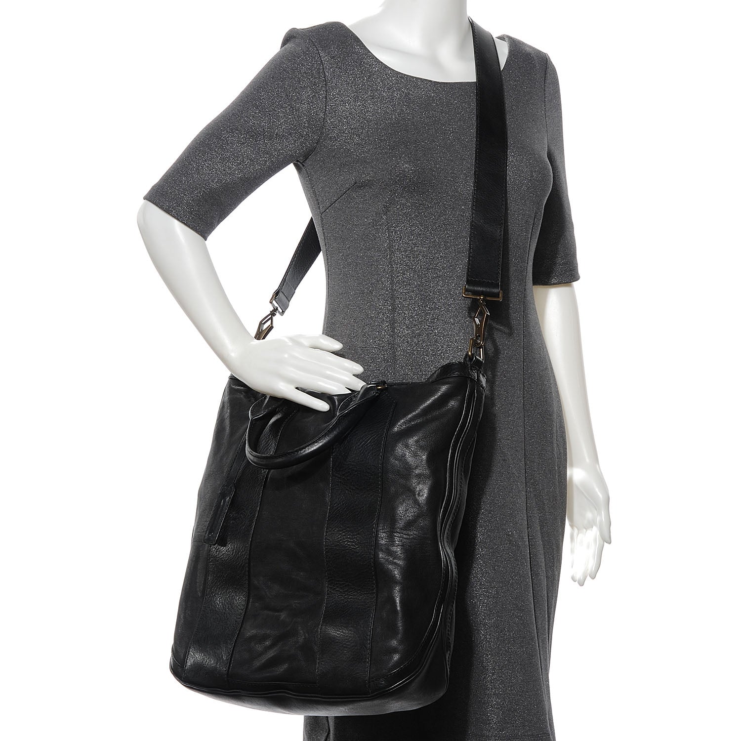 Burberry Vintage Washed Leather Medium Bonington Tote Black 2 of 8