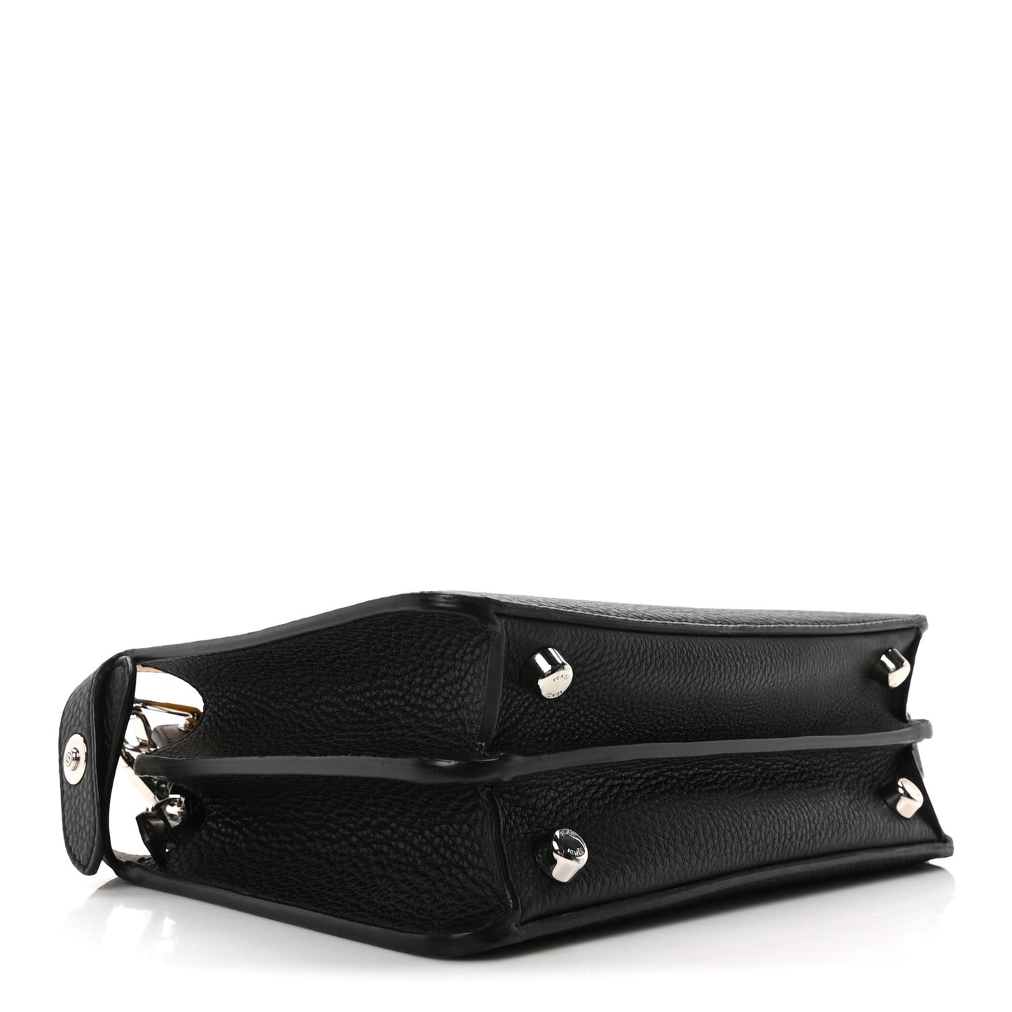 Cuoio Romano Vitello Cover Glazed Fabric Bi-Color FF 1974 Mini Peekaboo I SEE U Satchel Black Brown
