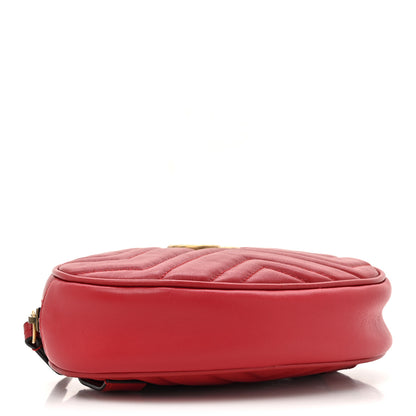 Gucci Calfskin Matelasse GG Marmont Belt Bag 85 34 Hibiscus Red 4 of 13