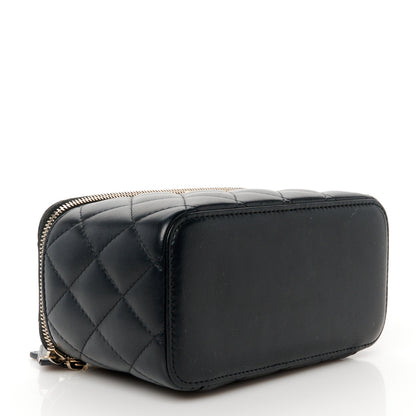 Chanel Lambskin Quilted Pearl Crush Small Vanity Case With Chain Black 4 of 10