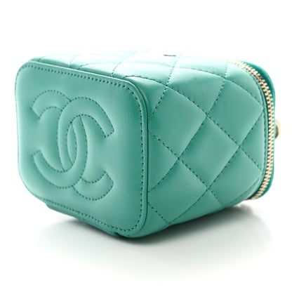 Chanel Lambskin Quilted Top Handle Mini Vanity Case With Chain Green 10 of 10