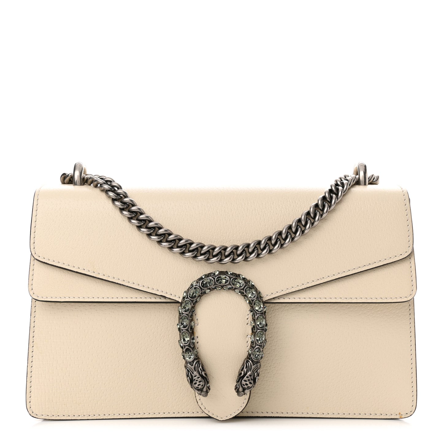 Textured Calfskin Crystal Small Dionysus Shoulder Bag Mystic White
