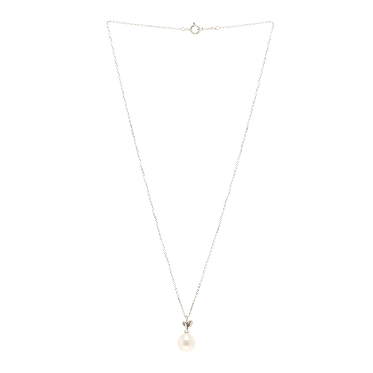 Sterling Silver Pearl Paloma Picasso Olive Leaf Drop Pendant Necklace