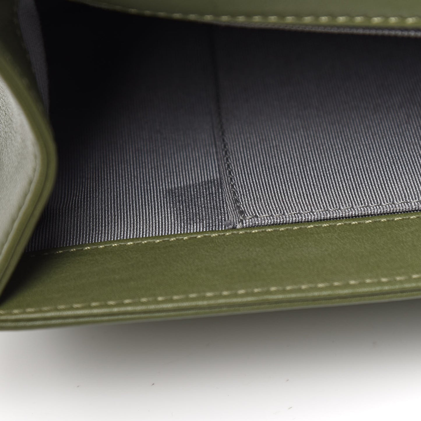 Calfskin Chevron Quilted New Medium Boy Flap Dark Green