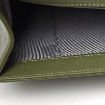 Chanel Calfskin Chevron Quilted New Medium Boy Flap Dark Green 13 of 13