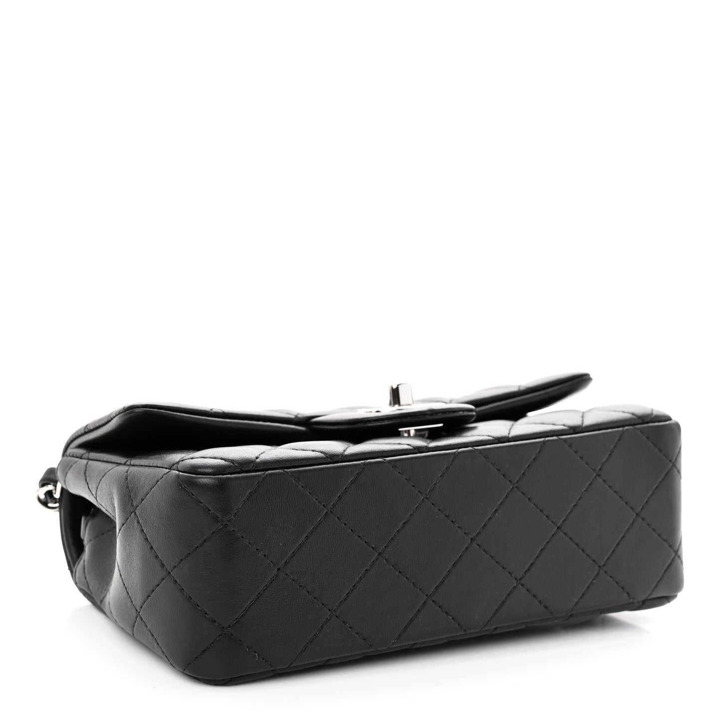 Lambskin Quilted Mini Rectangular Flap Black
