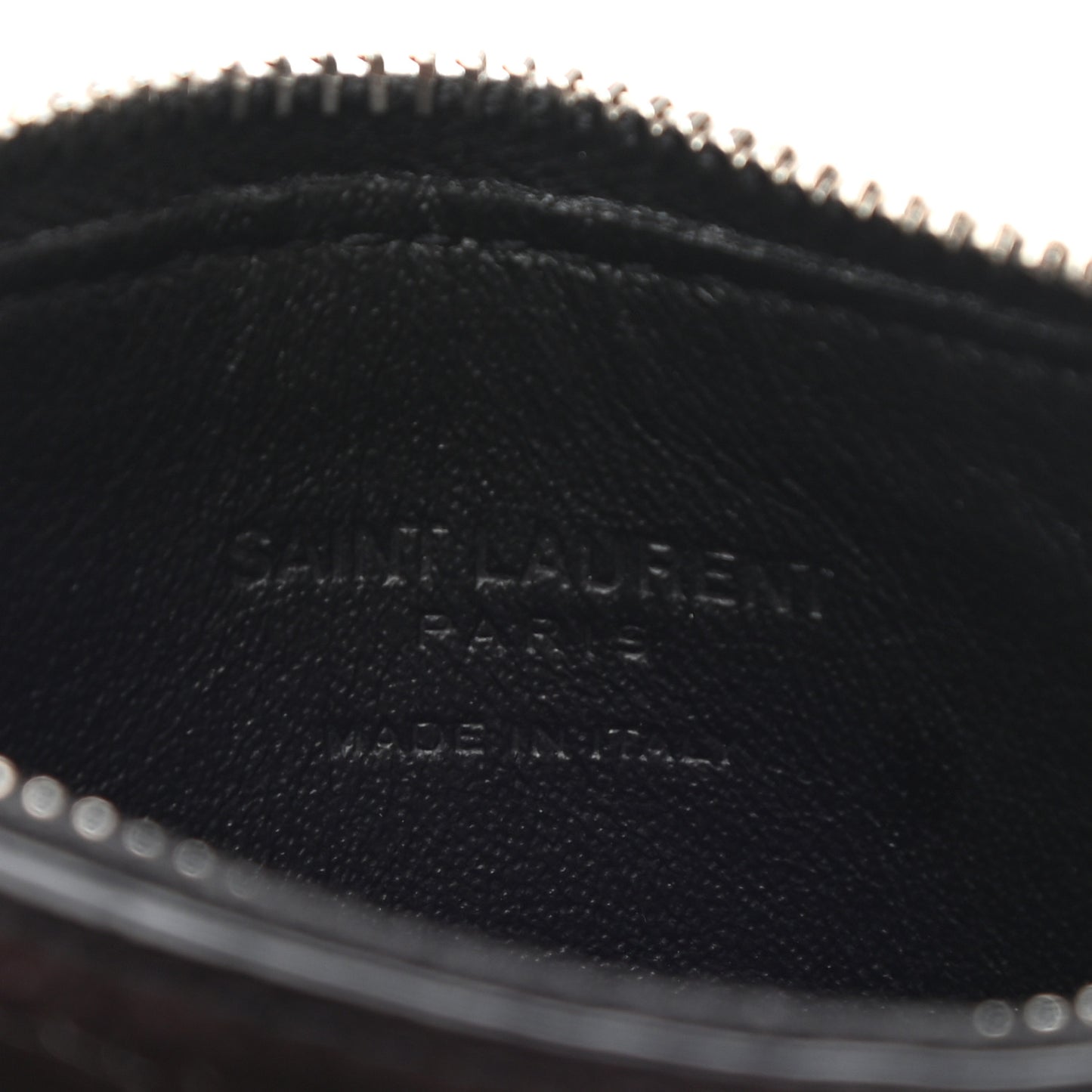 Calfskin Crocodile Embossed 5 Fragments Zip Pouch Card Holder