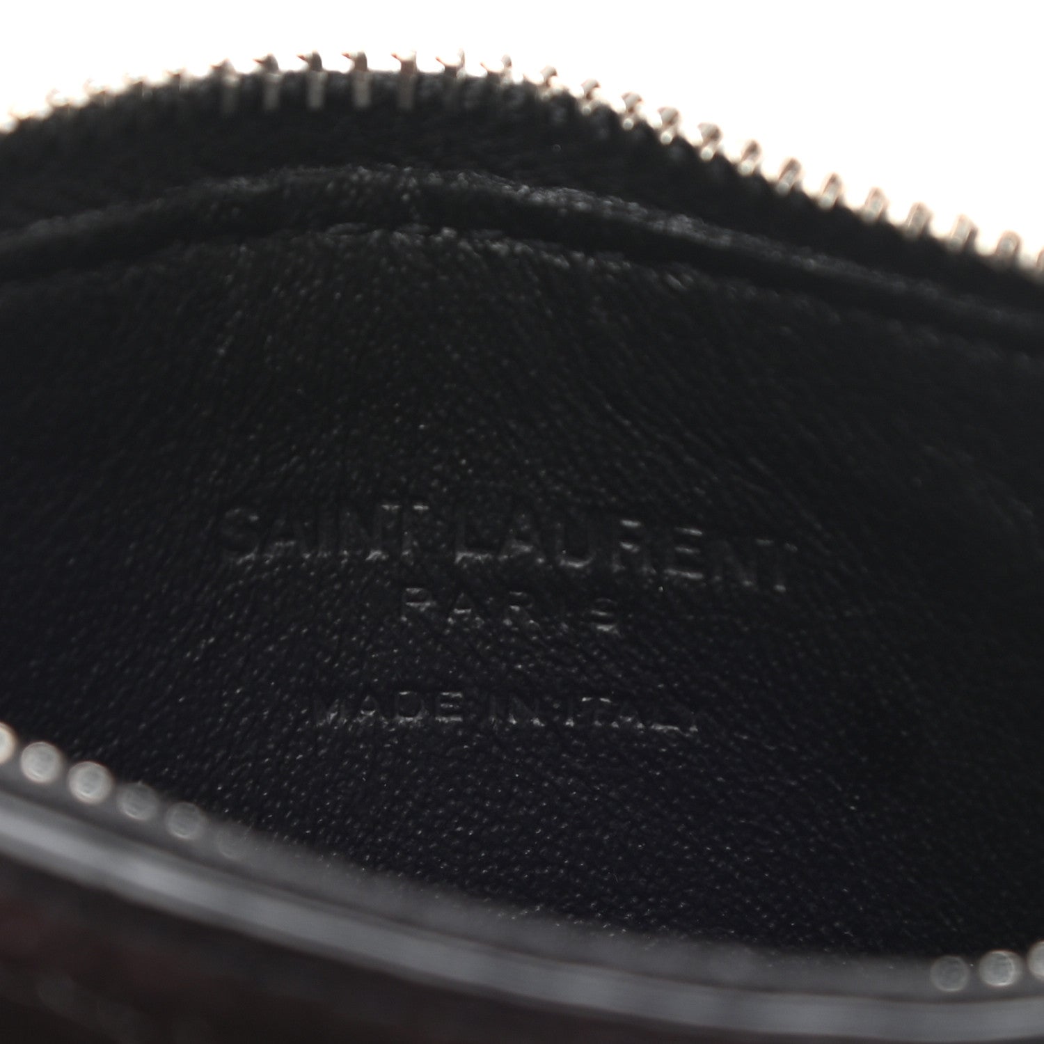Saint Laurent Calfskin Crocodile Embossed 5 Fragments Zip Pouch Card Holder 6 of 8