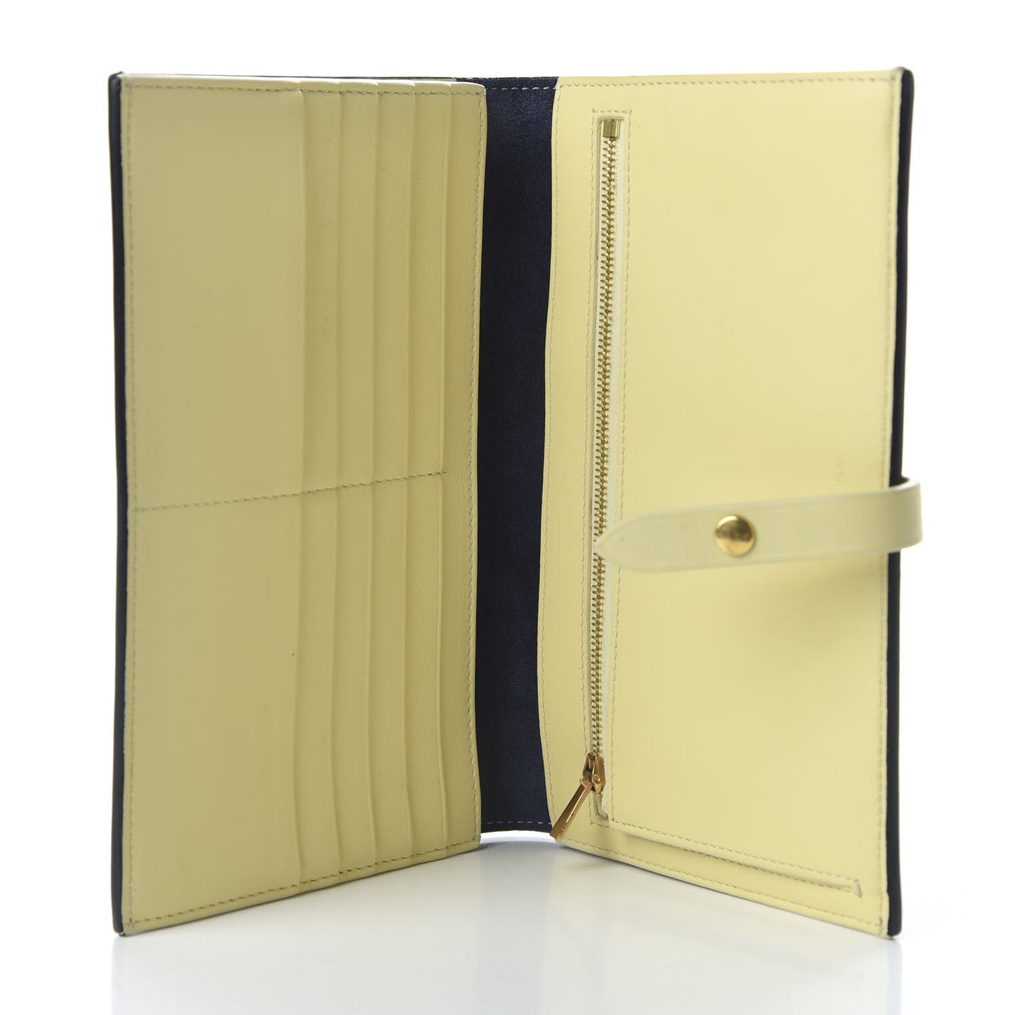 Smooth Calfskin Large Multifunction Strap Wallet Dark Blue