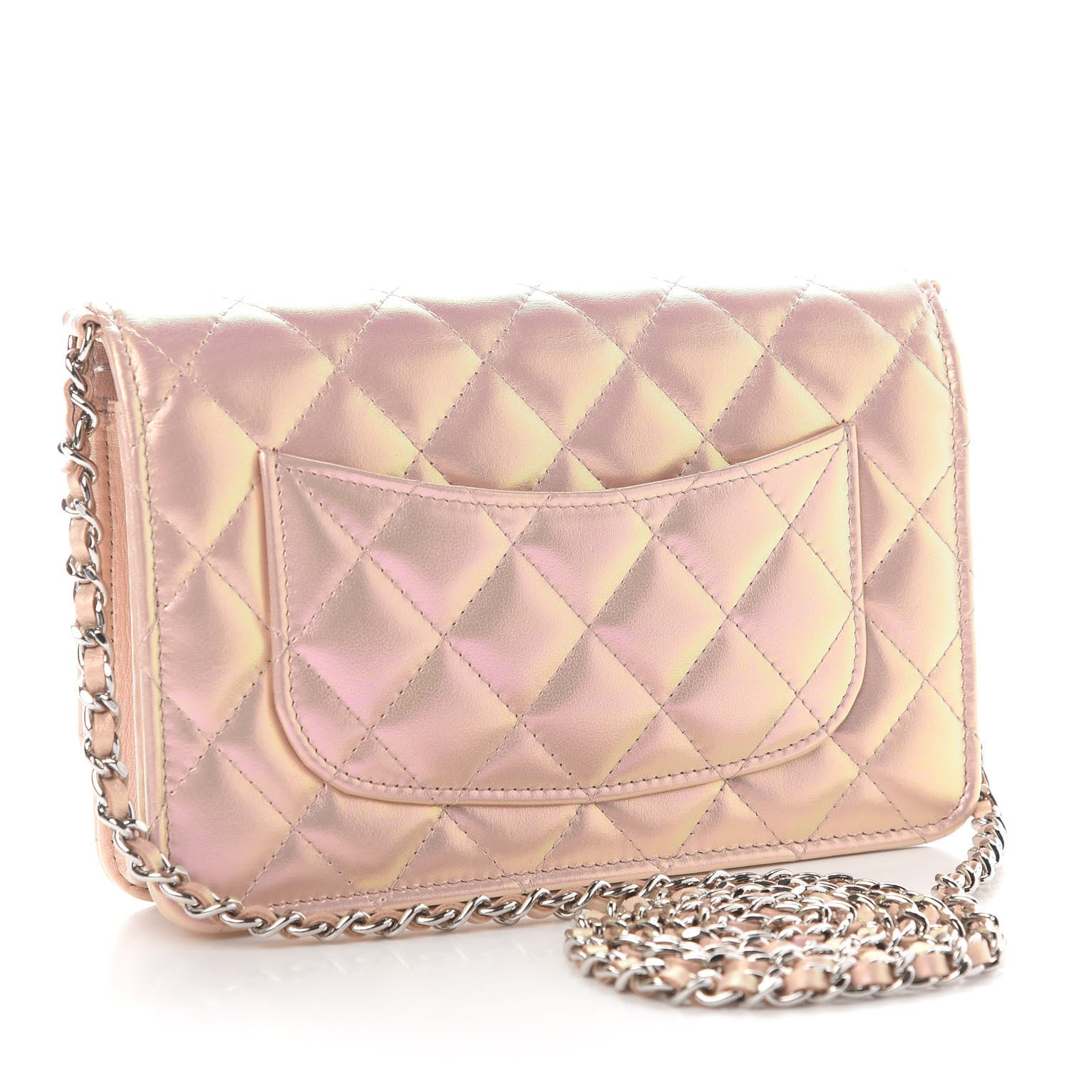 Chanel Iridescent Calfskin Quilted Wallet On Chain WOC Pink 2 of 9