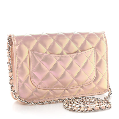 Chanel Iridescent Calfskin Quilted Wallet On Chain WOC Pink 2 of 9